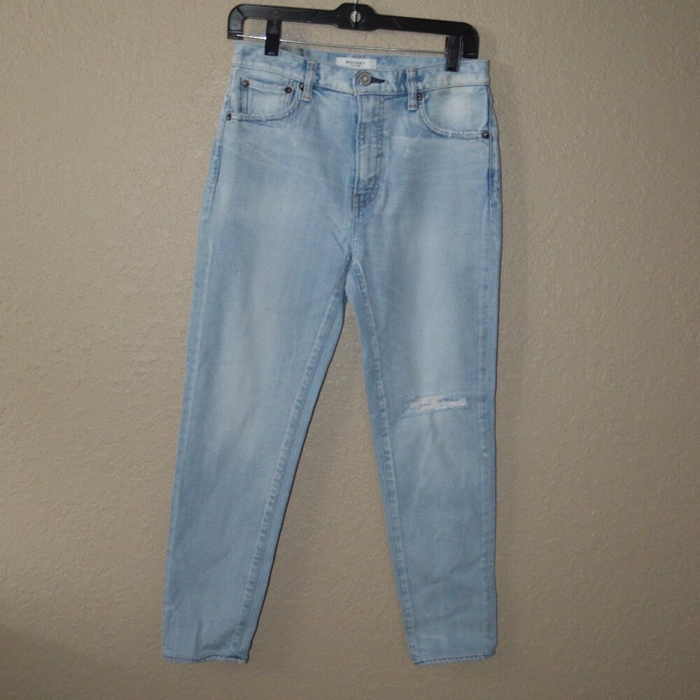 $350 Sz S 26 27 Moussy Light Wash Distressed Ankle Jeans